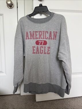American Eagle Outfitters Gray Sweatshirt with Pink Logo